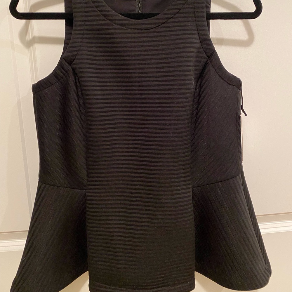 Worth Neoprene Stripe Sleeveless peplum Top $228 NWT